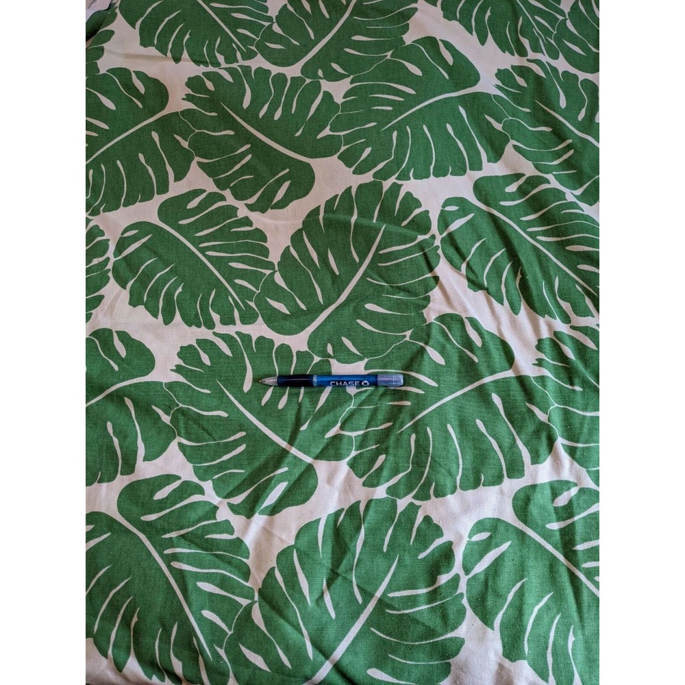 Richloom Svenska Green Leaf Print Cotton Duck Fabric by the Yard 54" W